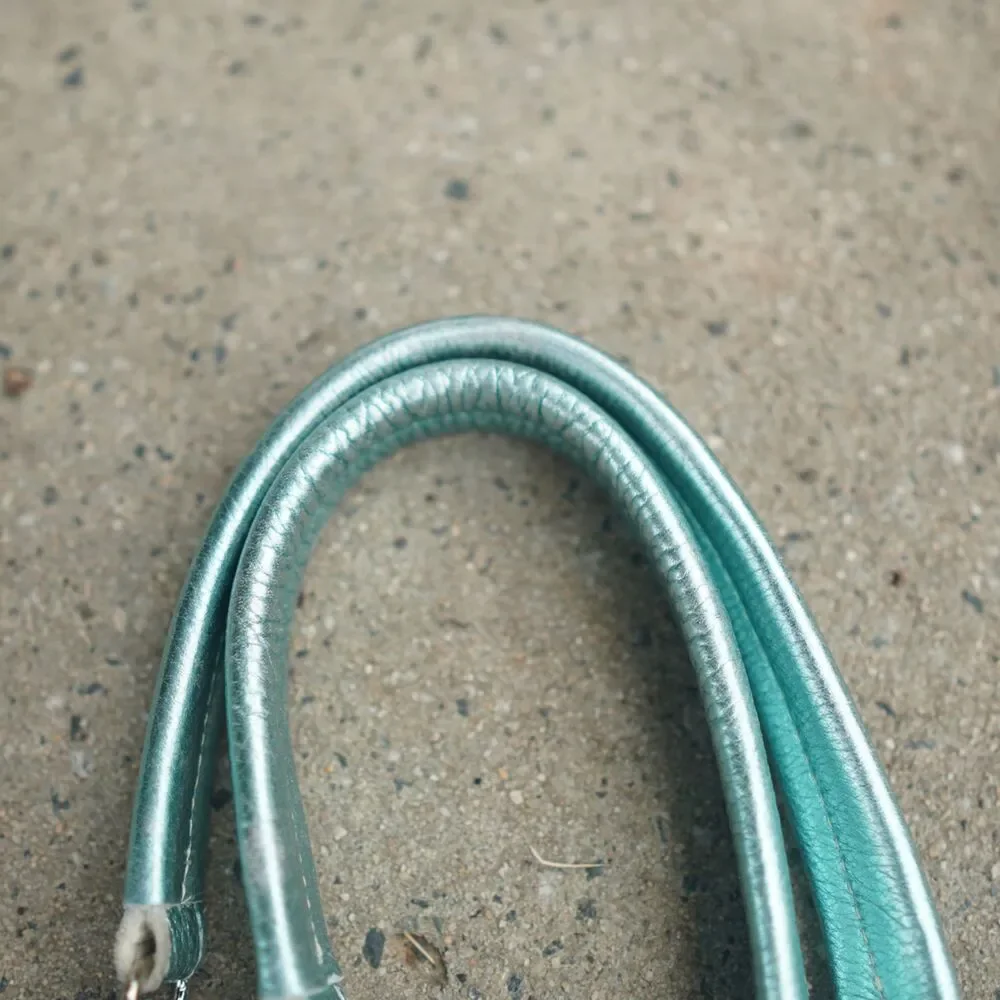 Arcadia Italy Metallic Turquoise Leather Grommet Shoulder Bag Y2K Vintage RARE